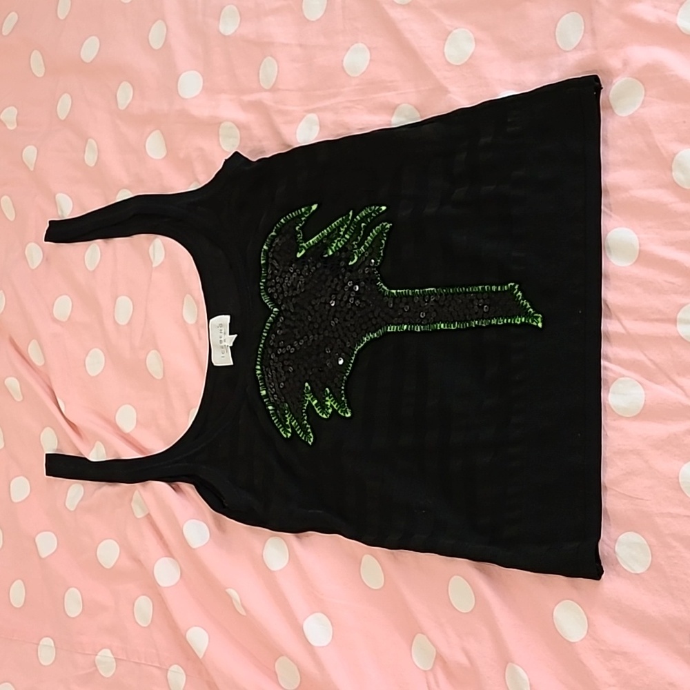 Vintage iceberg sequined palmtree mesh top